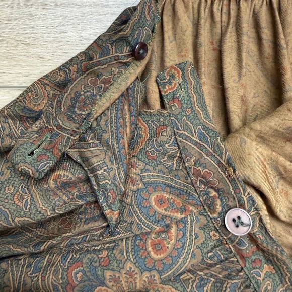 Vintage Brown Paisley Midi Skirt Dark Academia A Line Chaus Old Money Twee - Picture 7 of 11